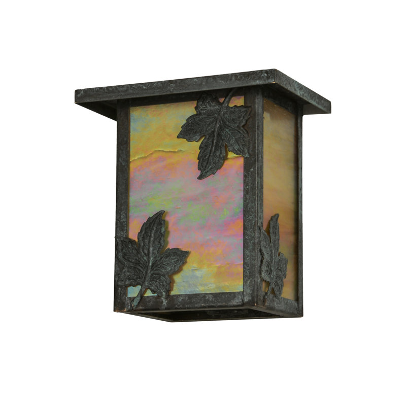Maple Leaf Bronze and Glass Wall Sconce