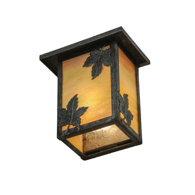 Maple Leaf Bronze and Glass Wall Sconce