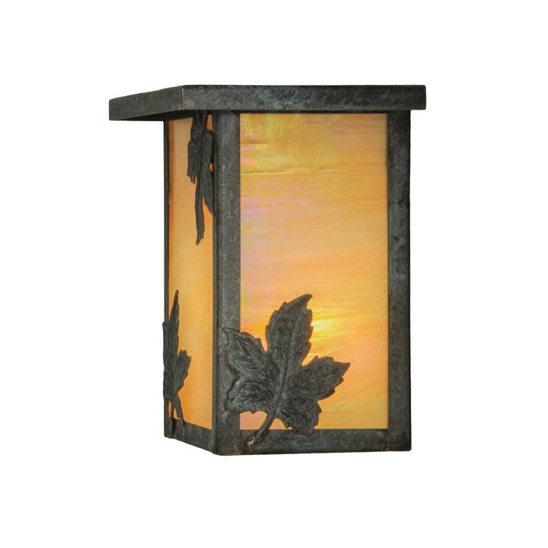 Maple Leaf Bronze and Glass Wall Sconce