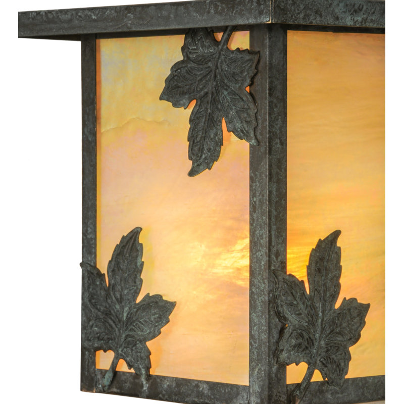 Maple Leaf Bronze and Glass Wall Sconce