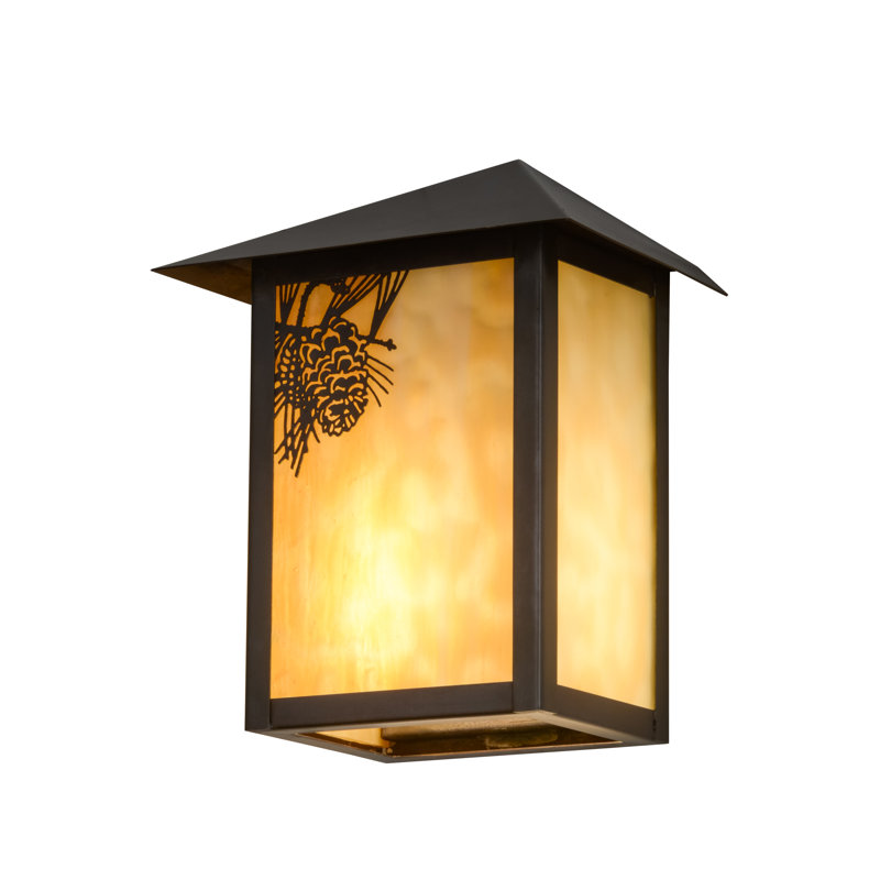 Craftsman Brown and Beige Art Glass Wall Sconce