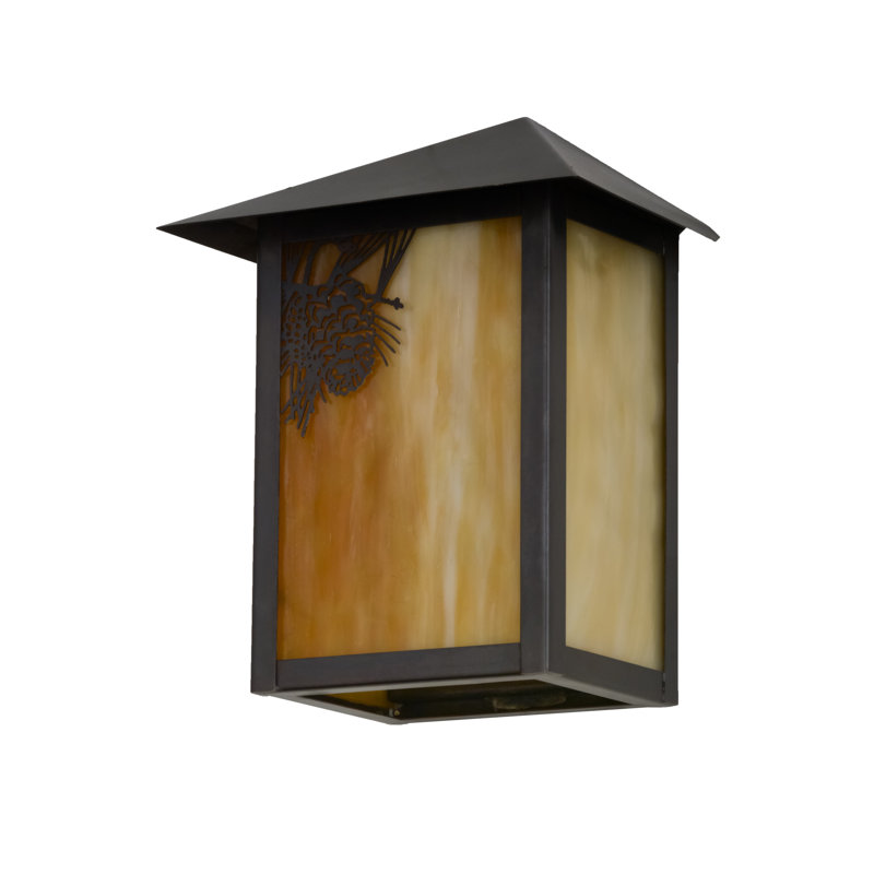 Craftsman Brown and Beige Art Glass Wall Sconce