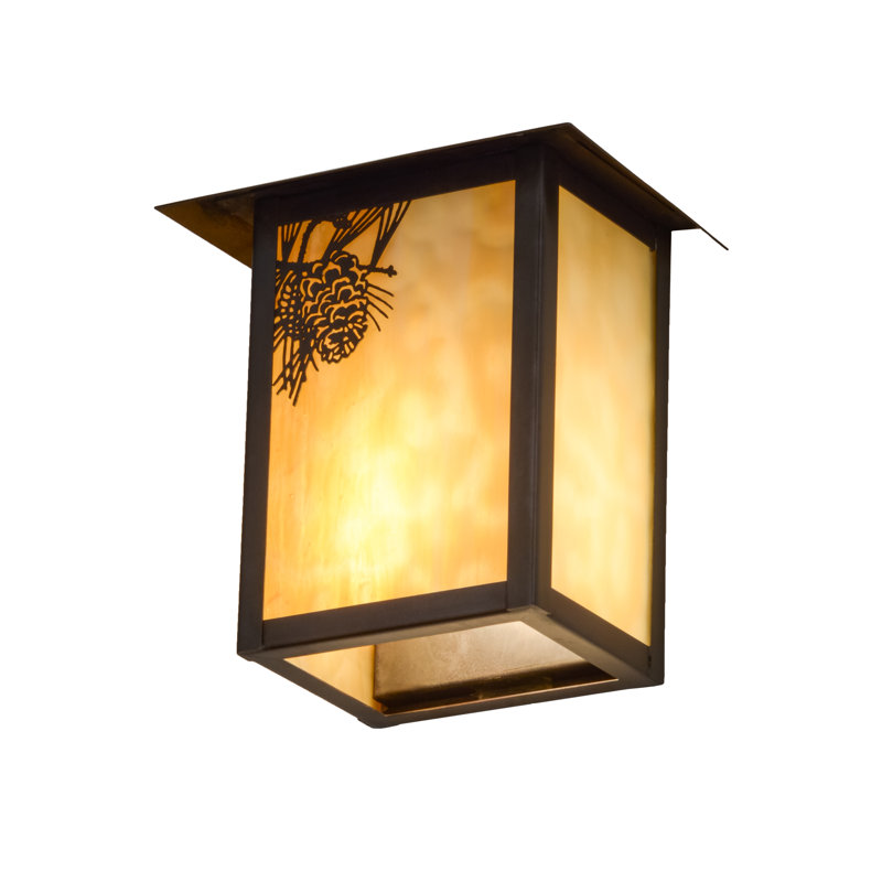 Craftsman Brown and Beige Art Glass Wall Sconce