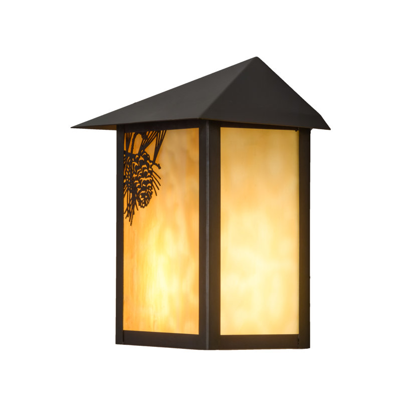 Craftsman Brown and Beige Art Glass Wall Sconce