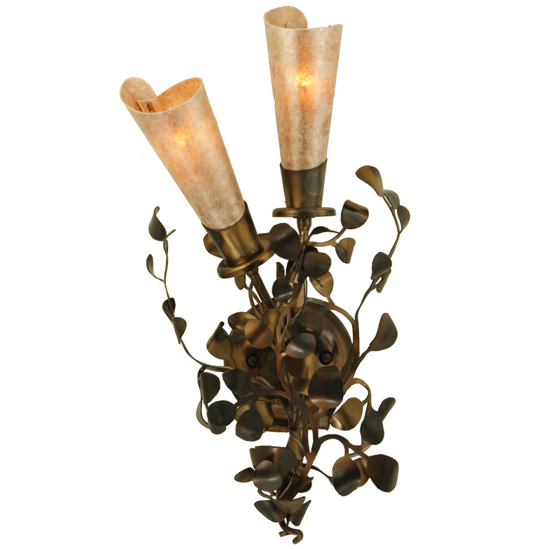Rustic Lodge Nickel 2-Light Dimmable Wall Sconce
