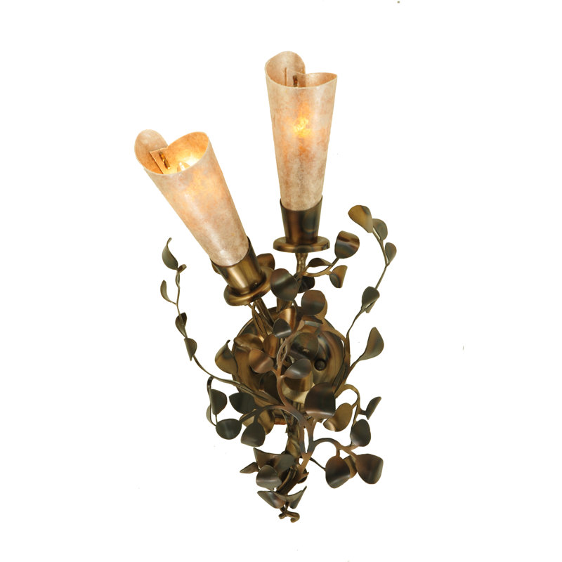 Rustic Lodge Nickel 2-Light Dimmable Wall Sconce