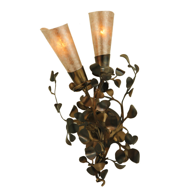 Rustic Lodge Nickel 2-Light Dimmable Wall Sconce