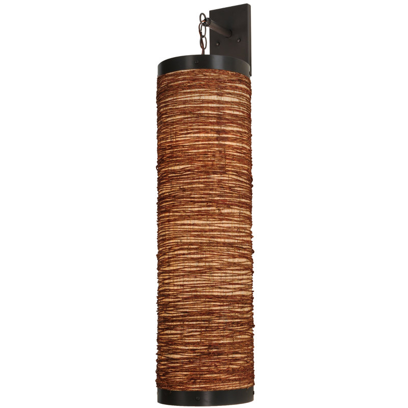 Cilindro Arrow Root 44" Bronze Brown Fabric Sconce
