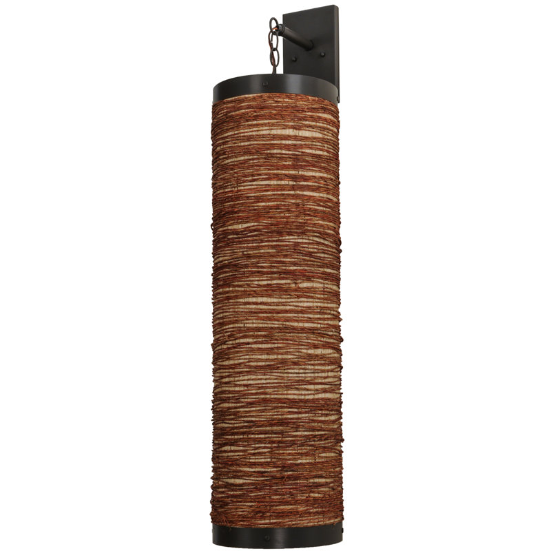 Cilindro Arrow Root 44" Bronze Brown Fabric Sconce