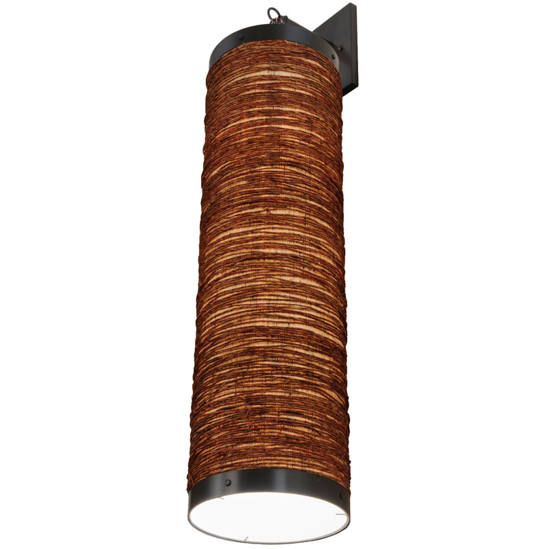 Cilindro Arrow Root 44" Bronze Brown Fabric Sconce