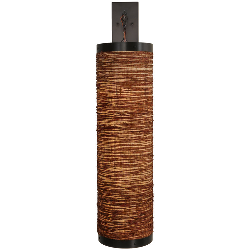 Cilindro Arrow Root 44" Bronze Brown Fabric Sconce