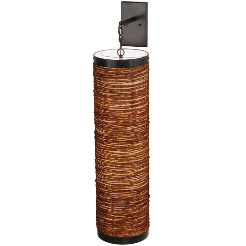 Cilindro Arrow Root 44" Bronze Brown Fabric Sconce