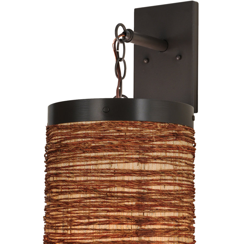 Cilindro Arrow Root 44" Bronze Brown Fabric Sconce
