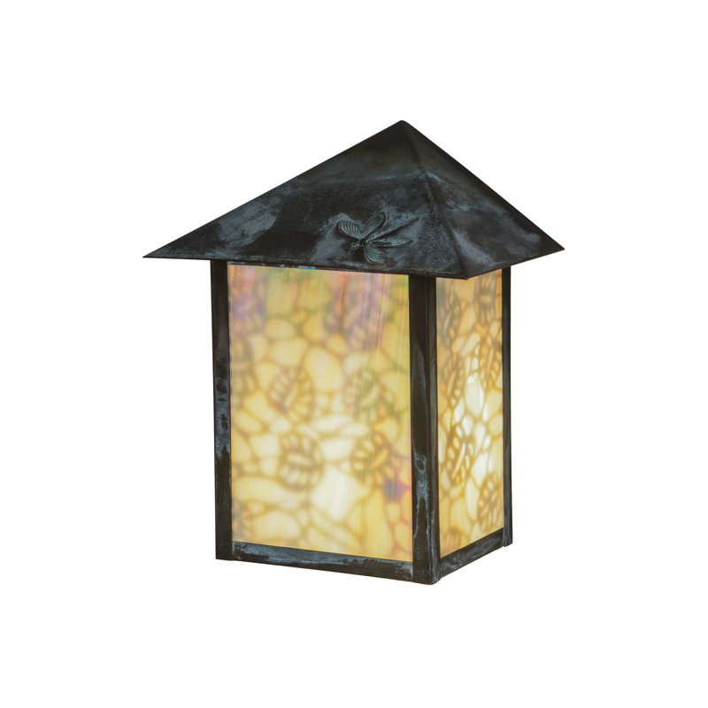 Seneca 10.5'' Verdigris Dragonfly and Lotus Leaf Brass Wall Sconce