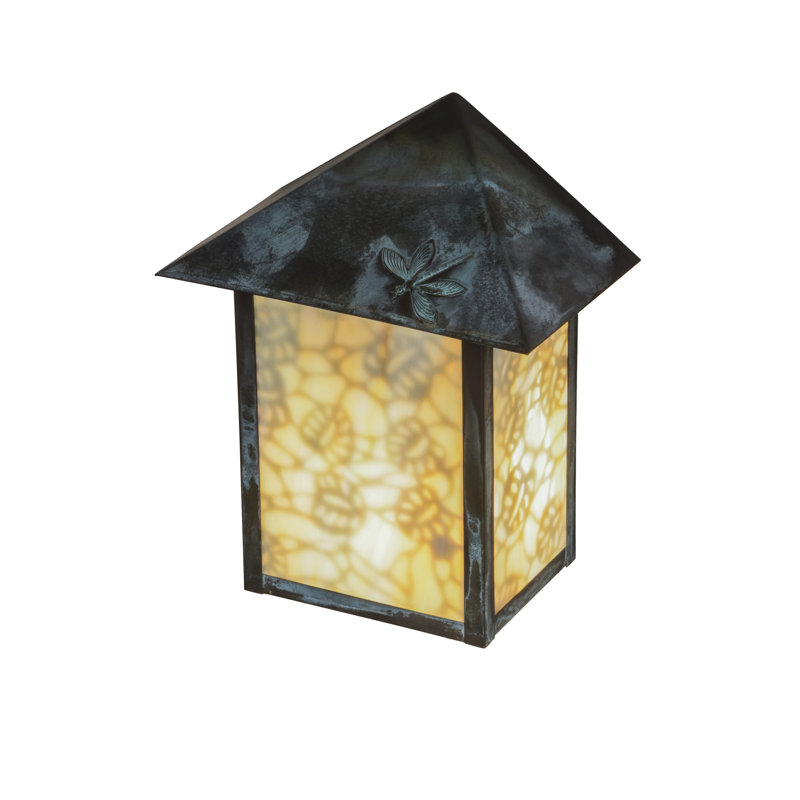 Seneca 10.5'' Verdigris Dragonfly and Lotus Leaf Brass Wall Sconce