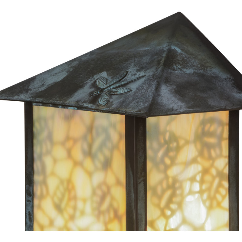Seneca 10.5'' Verdigris Dragonfly and Lotus Leaf Brass Wall Sconce