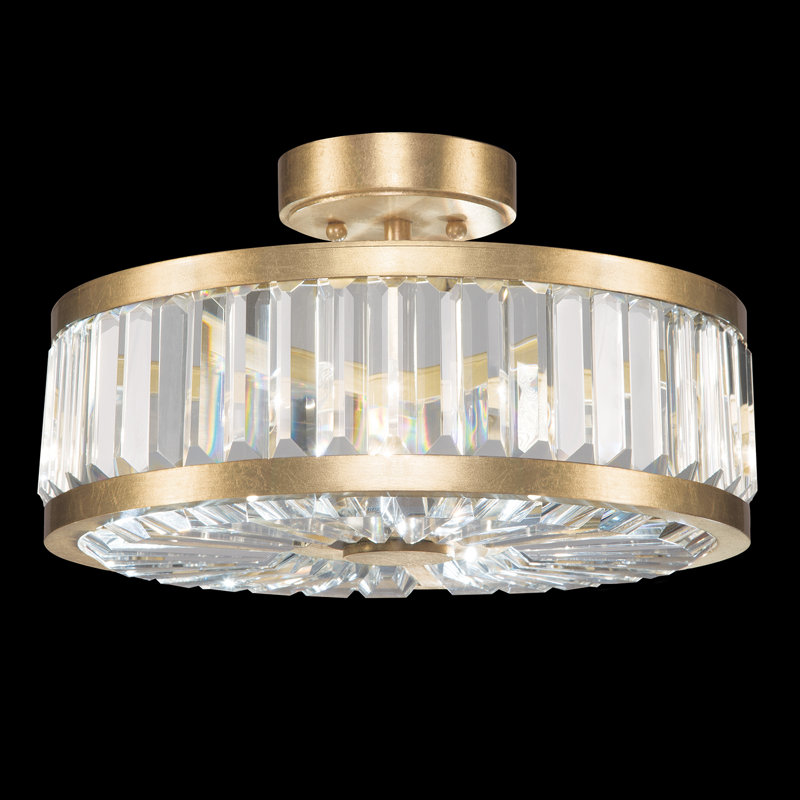 Gold Crystal Drum LED 16" Modern Semi-Flush Mount
