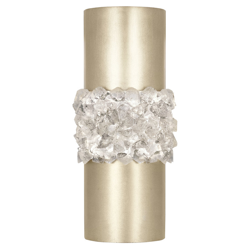 Platinized Silver Leaf Dimmable Sconce with Rough Cut Crystal Gems