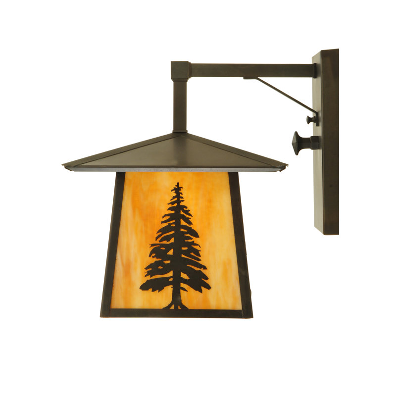 Tall Pine 1-Light Brown Brass Outdoor Wall Lantern