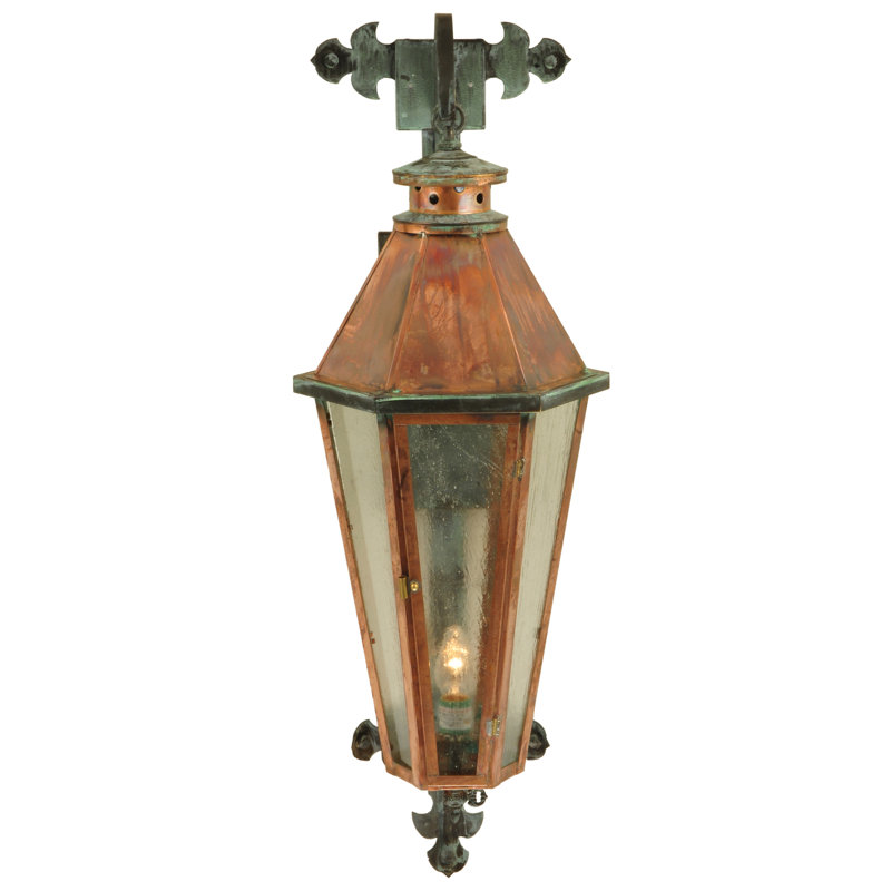14" Copper and Brass Dimmable Lantern Wall Sconce