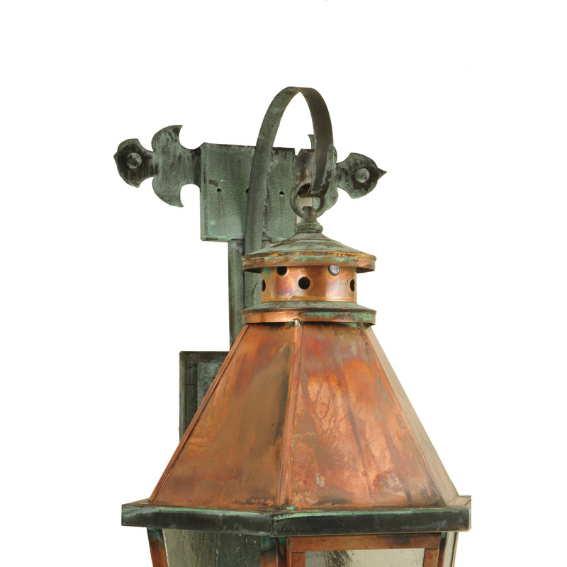 14" Copper and Brass Dimmable Lantern Wall Sconce