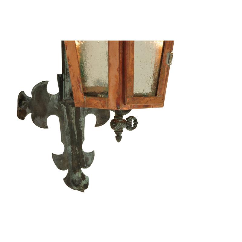14" Copper and Brass Dimmable Lantern Wall Sconce