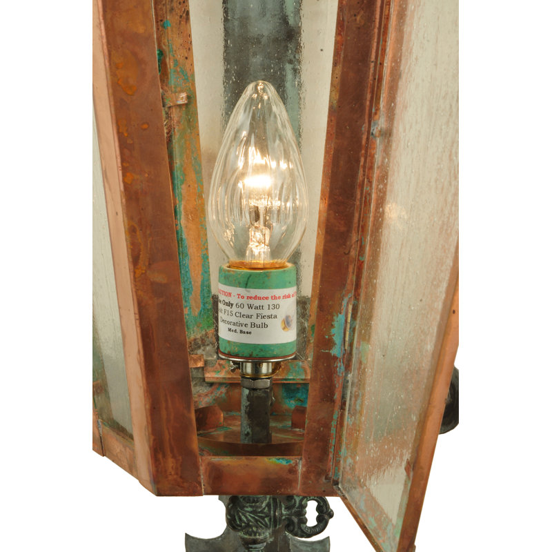 14" Copper and Brass Dimmable Lantern Wall Sconce
