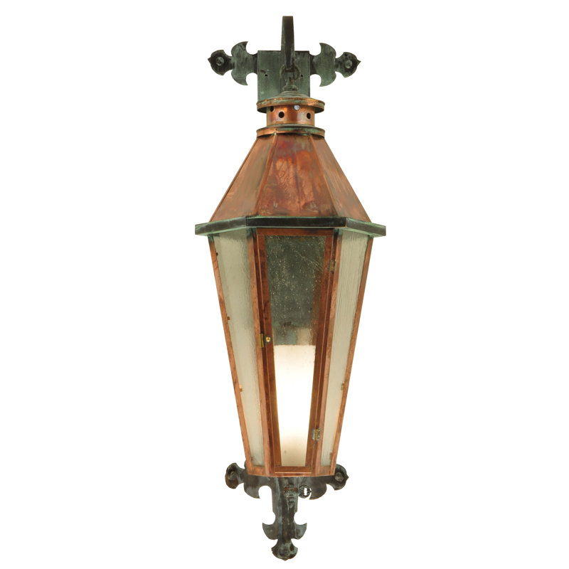 14" Copper and Brass Dimmable Lantern Wall Sconce