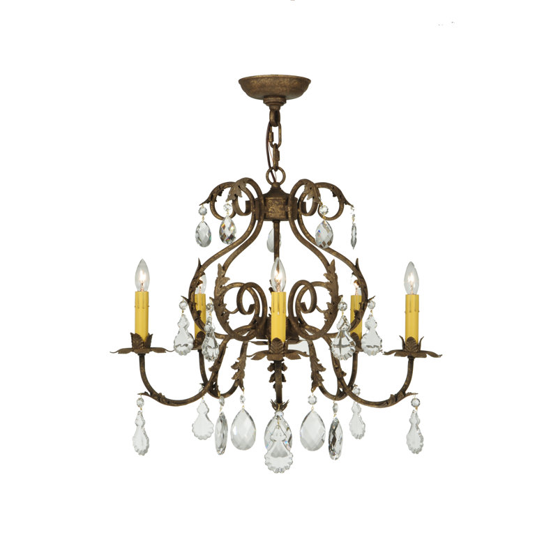 Bronze Mini 5-Light Candle Chandelier with Crystal Accents