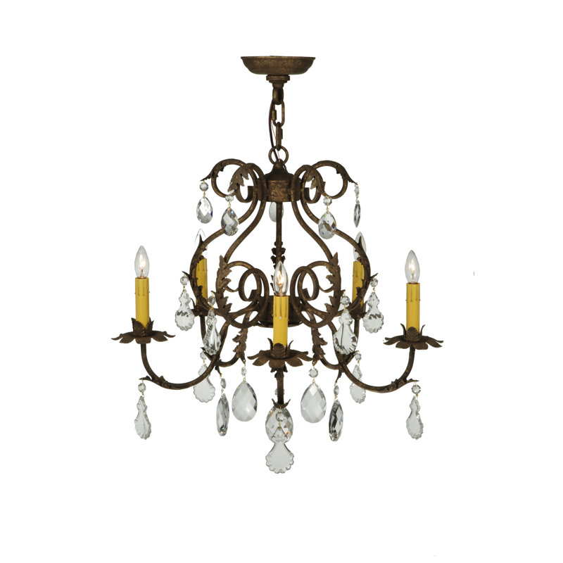 Bronze Mini 5-Light Candle Chandelier with Crystal Accents