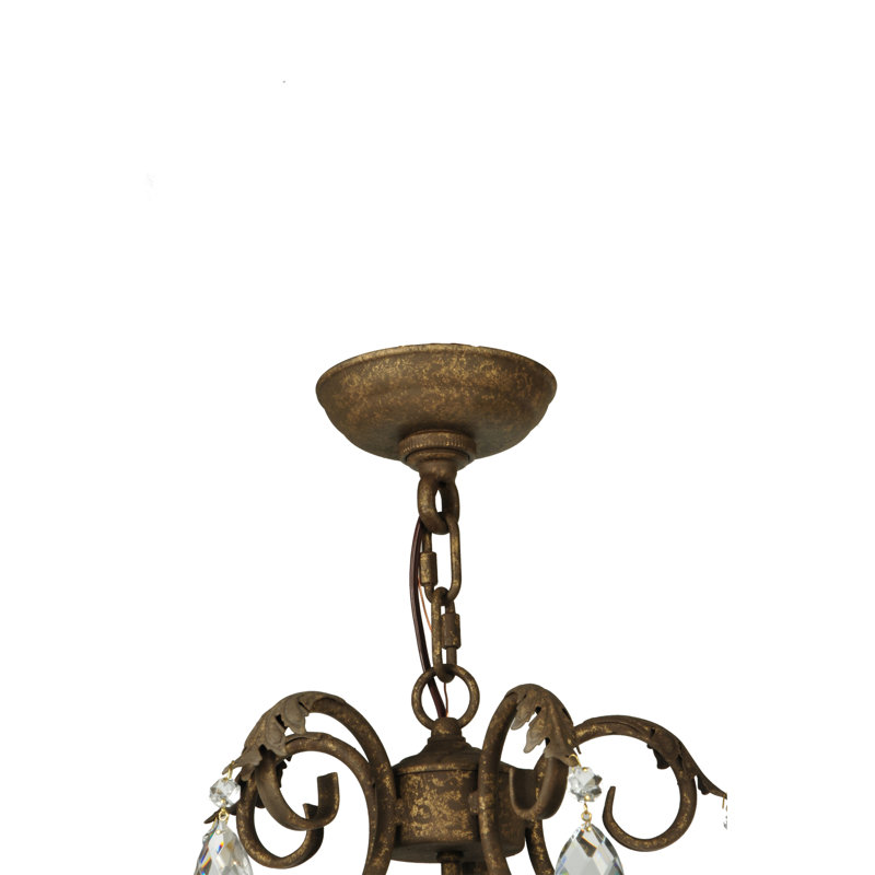Bronze Mini 5-Light Candle Chandelier with Crystal Accents