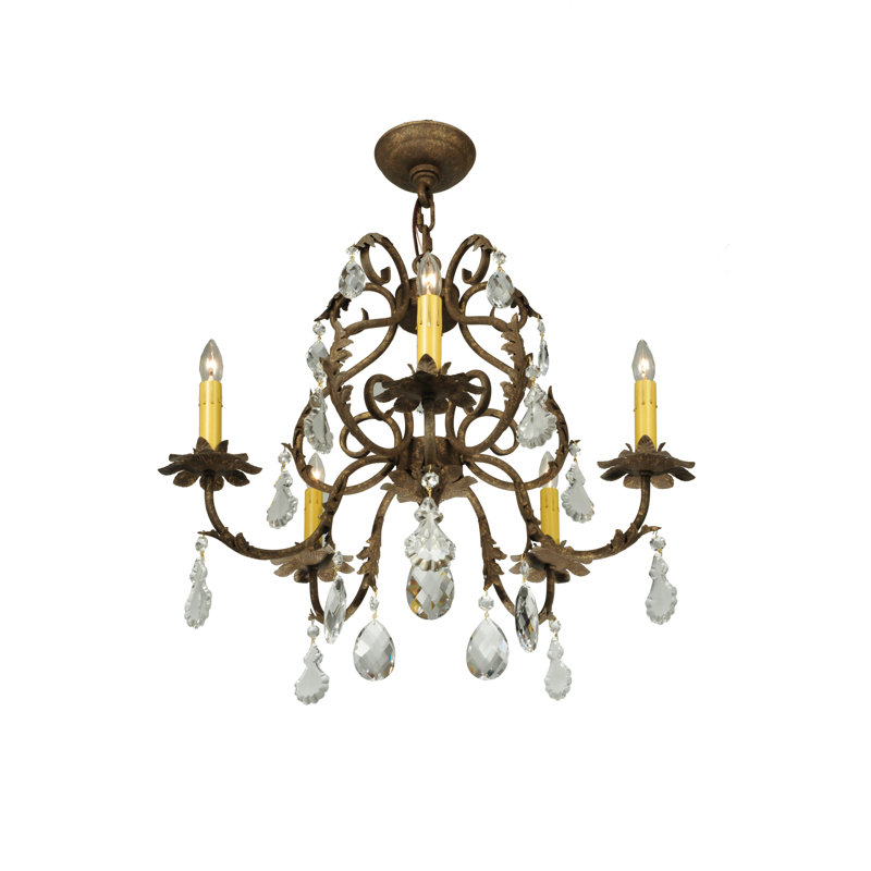 Bronze Mini 5-Light Candle Chandelier with Crystal Accents