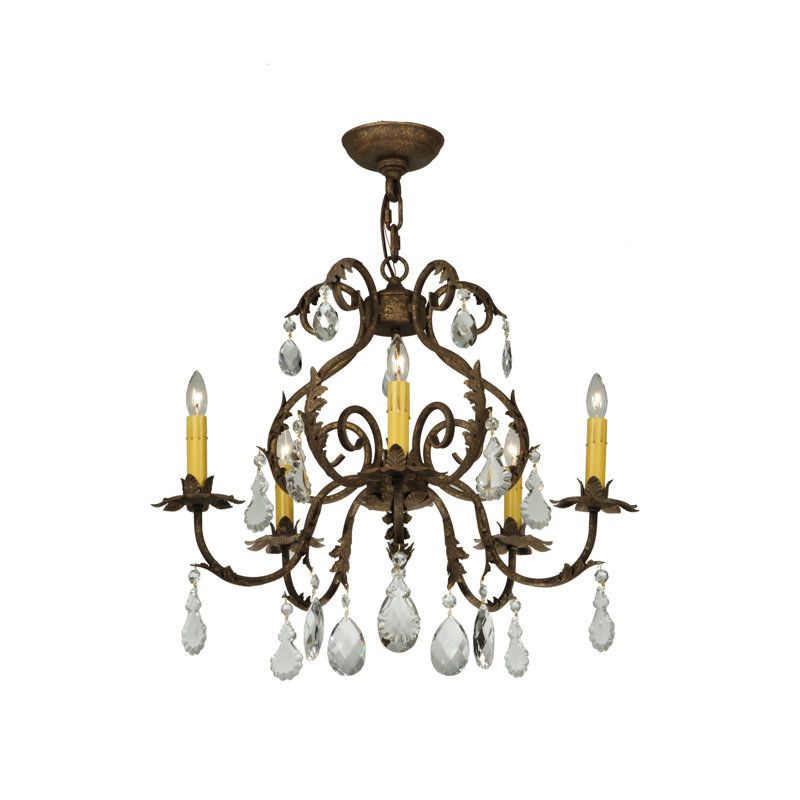 Bronze Mini 5-Light Candle Chandelier with Crystal Accents