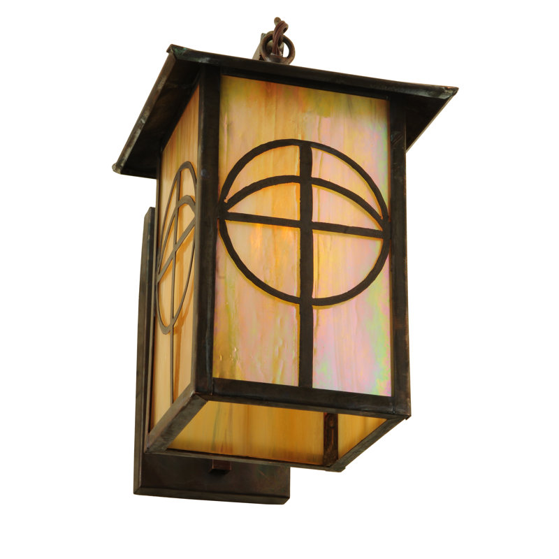 Seneca Bronze 1-Light Curved Arm Sconce with Mission Arts & Crafts Design