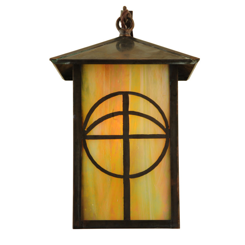 Seneca Bronze 1-Light Curved Arm Sconce with Mission Arts & Crafts Design
