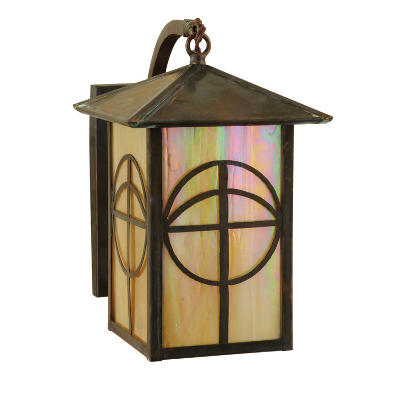 Seneca Bronze 1-Light Curved Arm Sconce with Mission Arts & Crafts Design