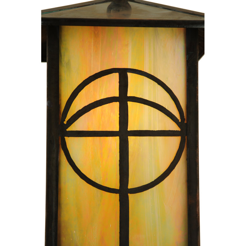 Seneca Bronze 1-Light Curved Arm Sconce with Mission Arts & Crafts Design