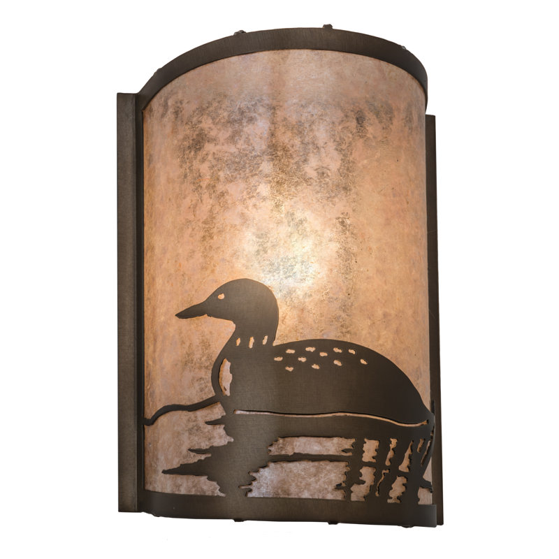 Antique Copper Loon Lakeside 12'' Outdoor Sconce with Silver Mica Shade