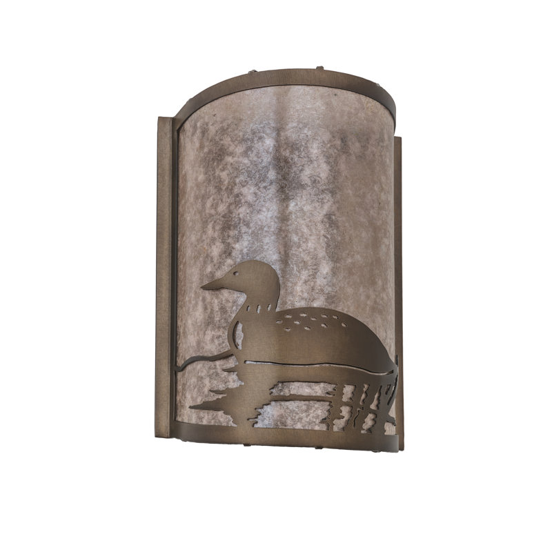 Antique Copper Loon Lakeside 12'' Outdoor Sconce with Silver Mica Shade