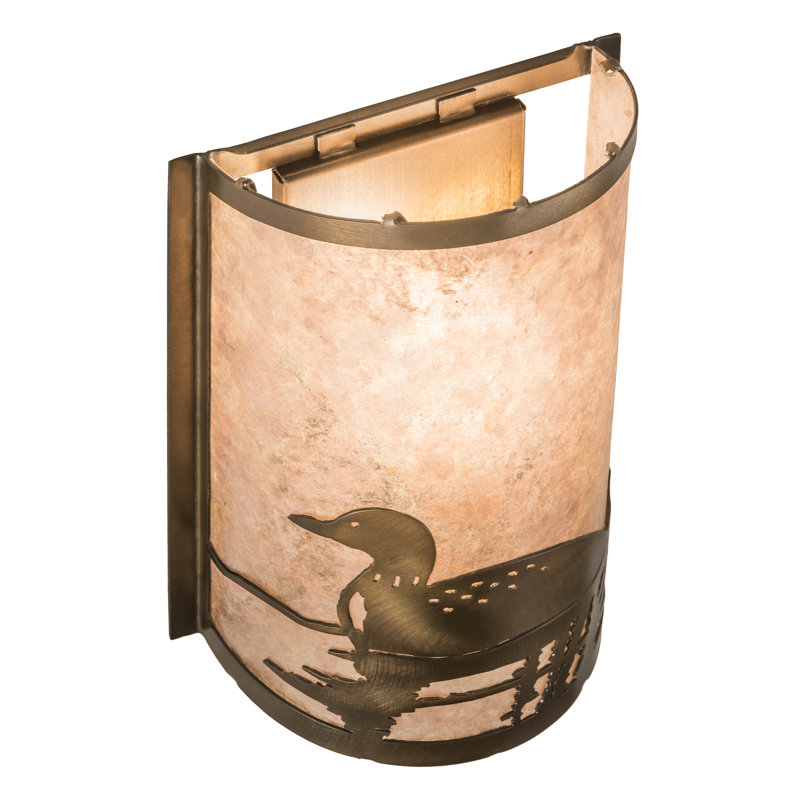 Antique Copper Loon Lakeside 12'' Outdoor Sconce with Silver Mica Shade