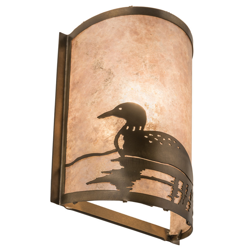 Antique Copper Loon Lakeside 12'' Outdoor Sconce with Silver Mica Shade