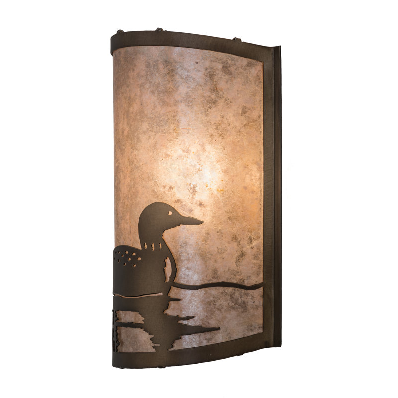 Antique Copper Loon Lakeside 12'' Outdoor Sconce with Silver Mica Shade