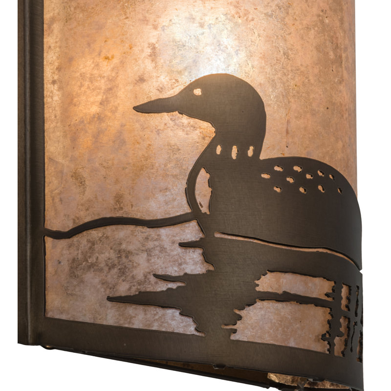 Antique Copper Loon Lakeside 12'' Outdoor Sconce with Silver Mica Shade