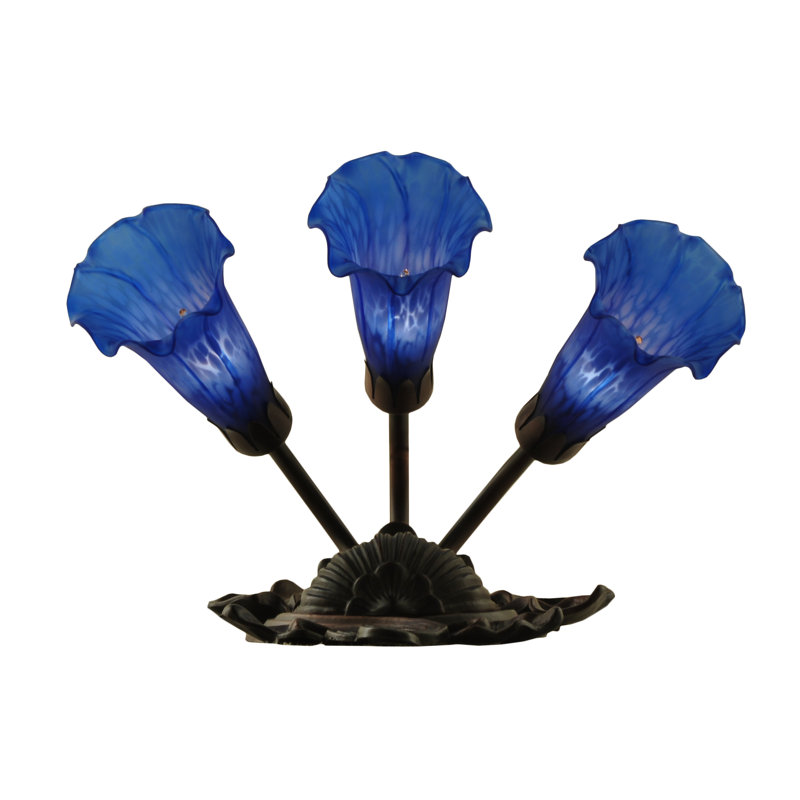 Indigo Blue and Bronze 3-Light Floral Wall Sconce