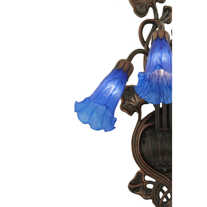 Indigo Blue and Bronze 3-Light Floral Wall Sconce