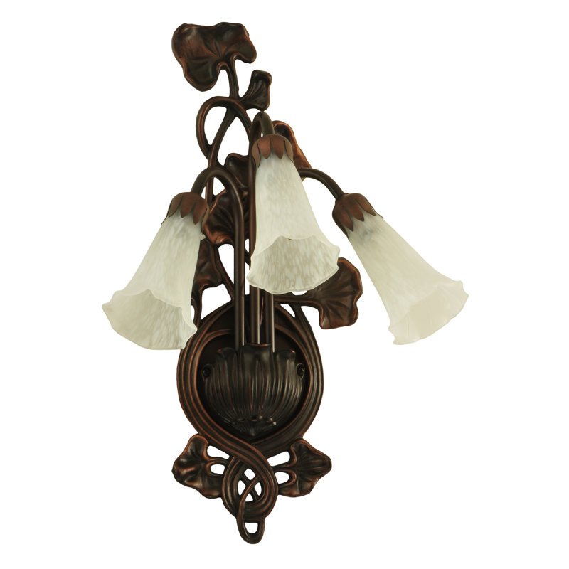 Elegant White Bronze 3-Light Lily Pad Wall Sconce