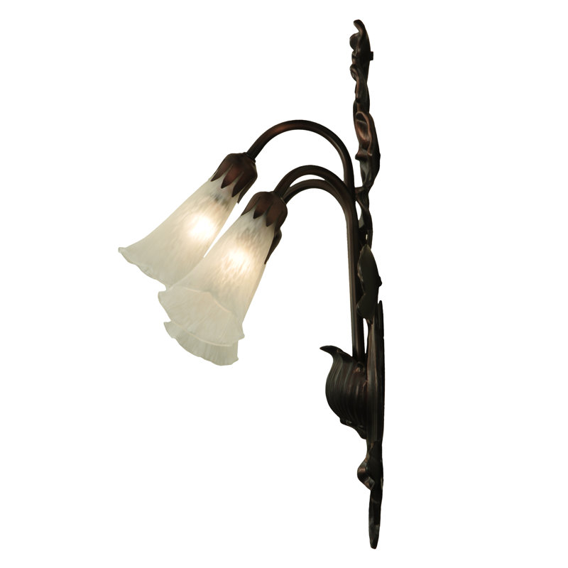 Elegant White Bronze 3-Light Lily Pad Wall Sconce