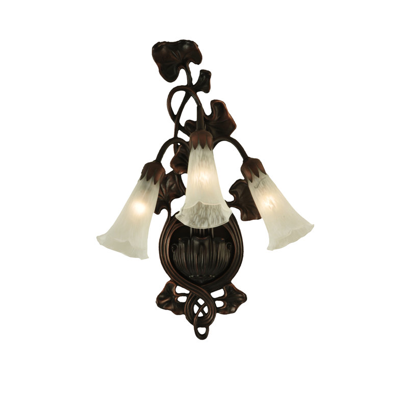 Elegant White Bronze 3-Light Lily Pad Wall Sconce