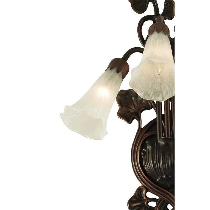 Elegant White Bronze 3-Light Lily Pad Wall Sconce