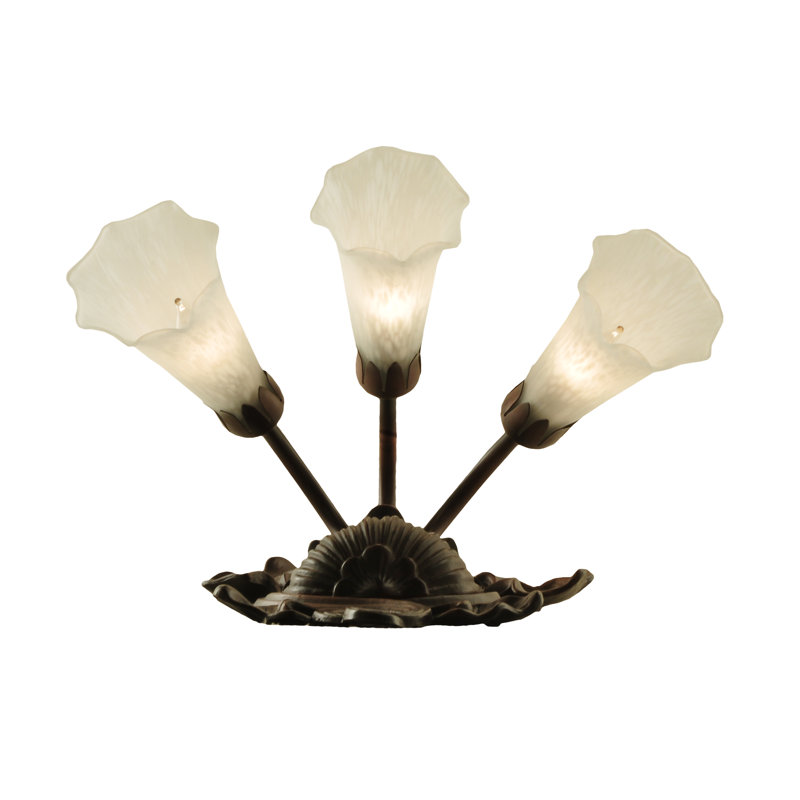 Elegant White Bronze 3-Light Lily Pad Wall Sconce